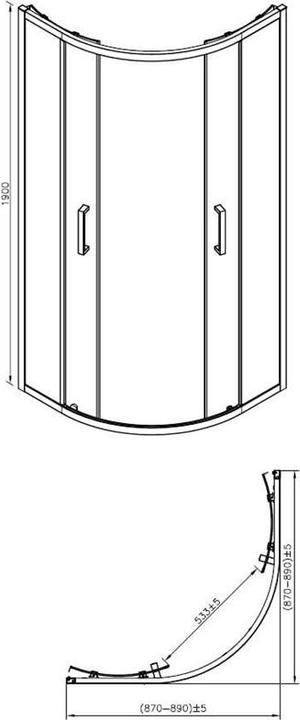 Image du produit Masterjero CABINE DE DOUCHE B-251B NOIR 90X90 NOTR