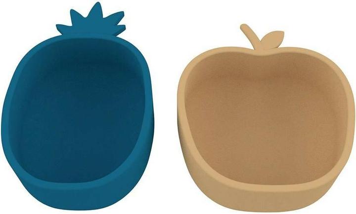 Immagine prodotto Oyoy Ciotola per bambini Ananas e Mela 2 pezzi, Blu/Marrone