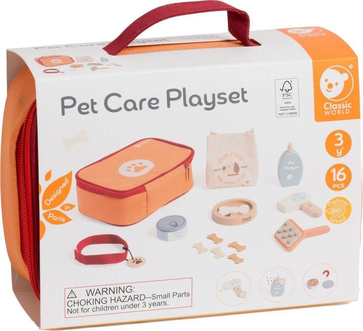Produktbild Classic World Tierpflege-Spielset aus Holz in Tasche, 16-teilig