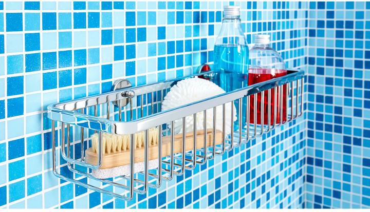 Actual product image tesa ALUXX shower basket incl. adhesive solution without drilling (9.5 x 13.5 x 46.5 cm)
