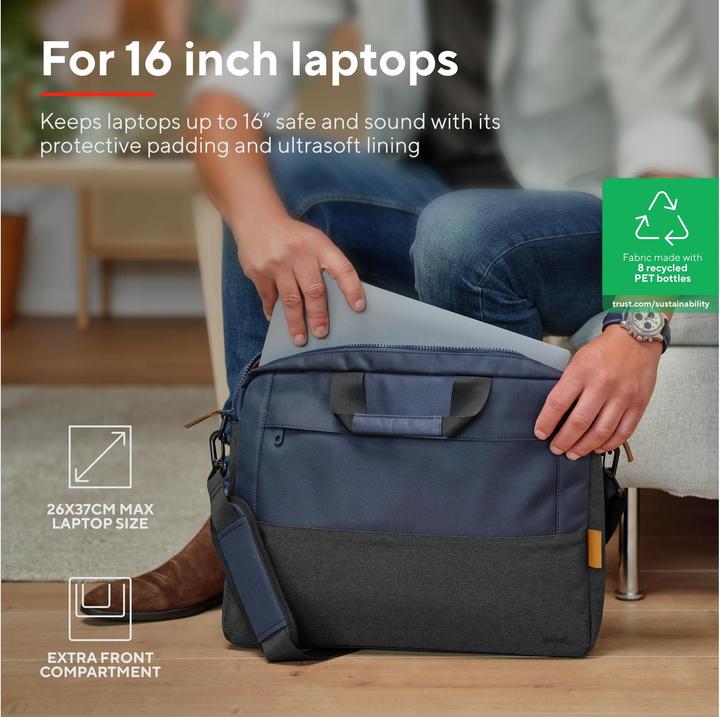 Image du produit Trust Sac De Transport Pour Ordinateur Portable Lisboa 16in (16", Universel)