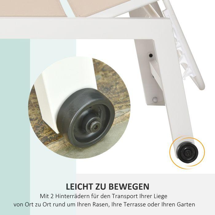Immagine prodotto Swisshandel24 Lettino prendisole, lettino da giardino, schienale a 5 livelli, alluminio, bianco crema, 169 x 65 x (169 cm)