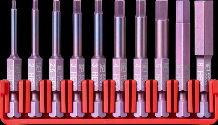 PB Swiss Tools Jeu d'embouts PB E6.713 CN BitBlock avec 10 embouts (HX 6, HX 3, HX 8, HX 1.5, HX 2.5, HX 4, HX 2, HX 5)