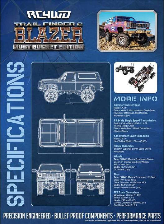 Image du produit Rc4Wd Scale Crawler TF2 Chevy Blazer Rust Bucket, 1:10, RTR (RTR Prêt à fonctionner)