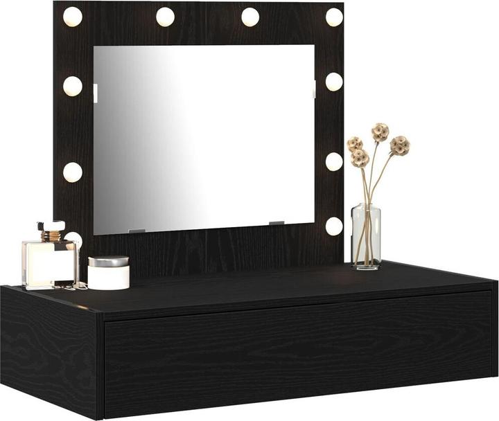 Immagine prodotto VidaXL Tavolino da toilette a parete con luci LED in rovere nero