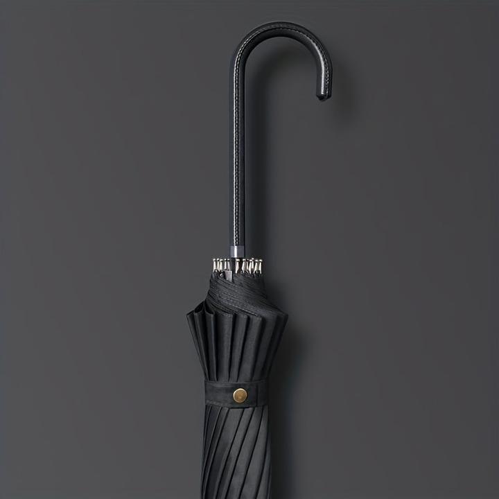 Alopini Automatischer wind- und wasserdichter Regenschirm mit 16 Rippen und J-förmigem Griff, einfacher