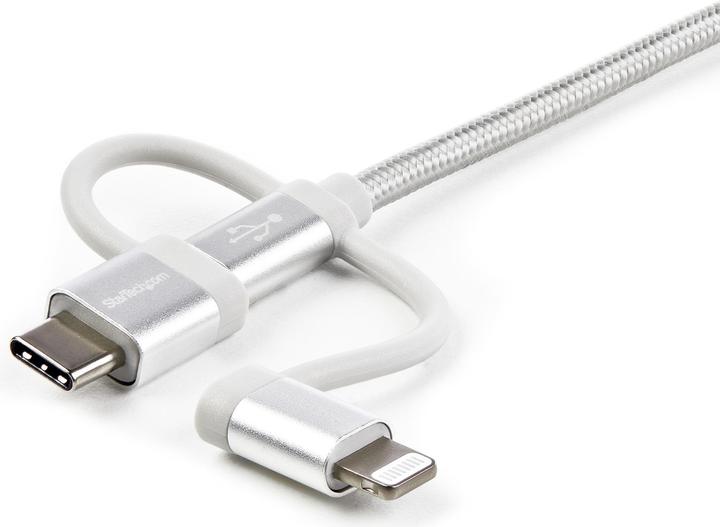 Produktbild StarTech USB Lightning Kabel - USB-C Micro-B Laddekabel - 1m - geflochten - Silber - USB auf Lightning Kab... (1 m, USB 2.0)