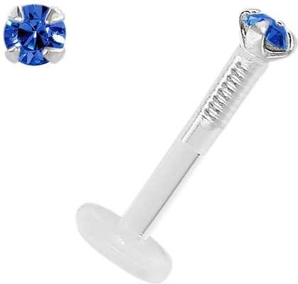 Image du produit Bijouteria Piercing pour lèvre/Tragus (Cristal Premium, Bioplastique, Argent 925)