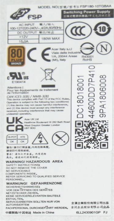 Produktbild Acer FSP180-10TGBAA (180 W)