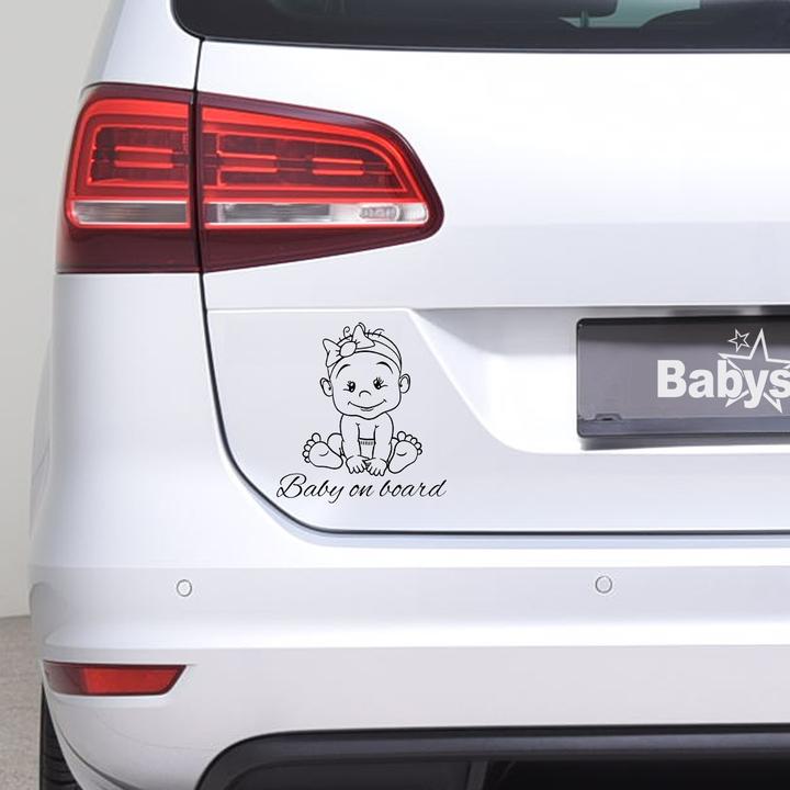 Image du produit Babystar Autocollant de voiture pour bébé Sweet Smile Girl - Noir