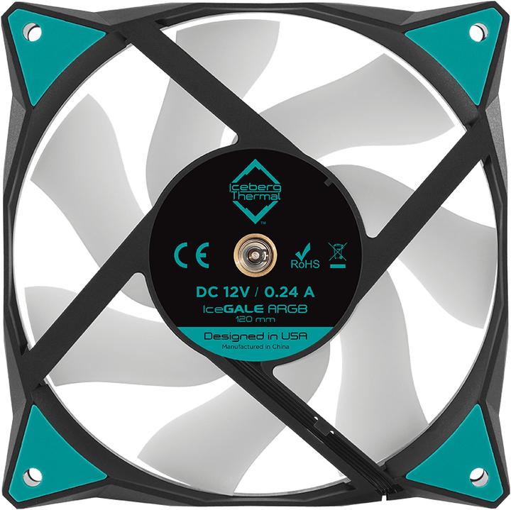 Actual product image Iceberg Thermal IceGALE ARGB computer case fan 12 cm Black 1 piece(s) (120 mm, 1 x)