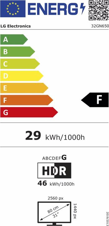 Energie-Label LG UltraGear 32GN650-B (2560 x 1440 Pixel, 31")