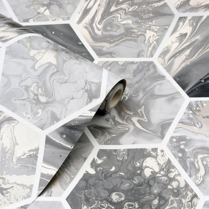 Actual product image Arthouse Wallpaper Marble Hexagon (53 x 1000 cm)