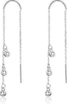 Beneto Long silver earrings with zircons AGUV1979 (L)