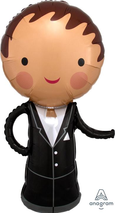 Magni 3123701 - Palloncino in foil SuperShape Sposo, 48 x 101 cm, Palloncino, Matrimonio (5 x)