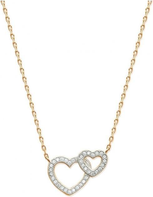 Actual product image Lara Gold plated NECKLACE - 40+2+3 - BICOLOR - ZIRCONIA - HEART