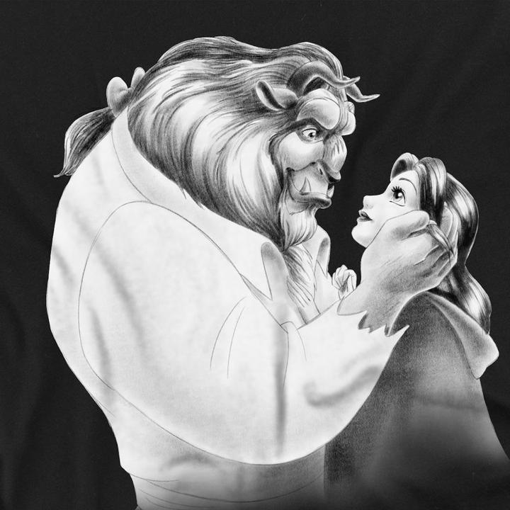 Actual product image Beauty And The Beast Unisex Adult Sketch T-Shirt (M)