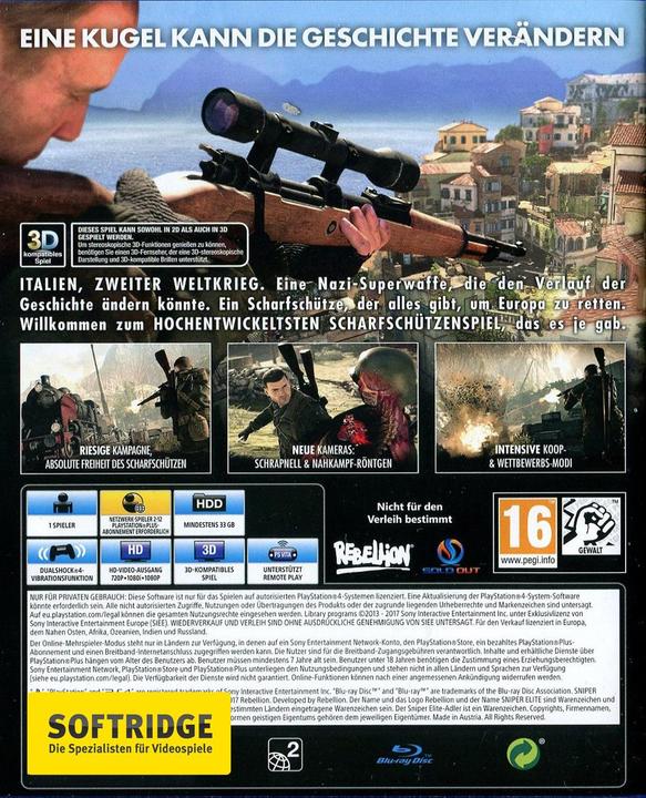 Produktbild Sold Out Sniper Elite 4: Italia (PS4, Multilingual)