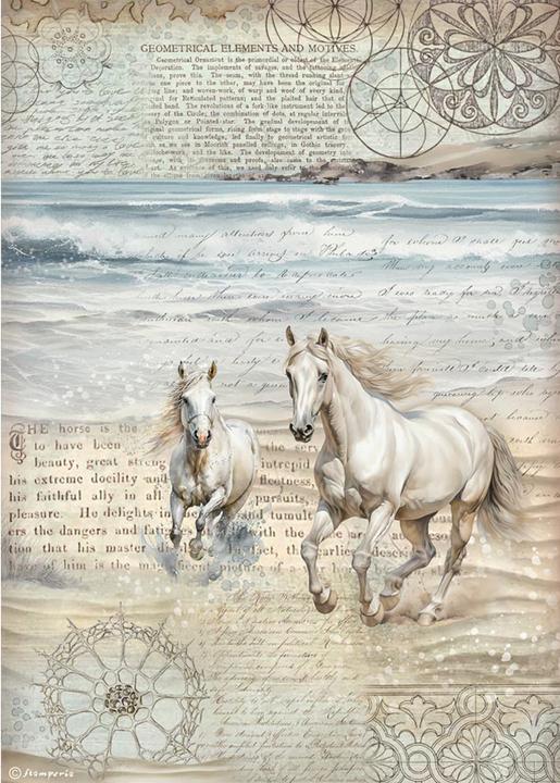 Image du produit Stamperia Motiv-Strohseide "Silent Sea - Pferde", DIN A4