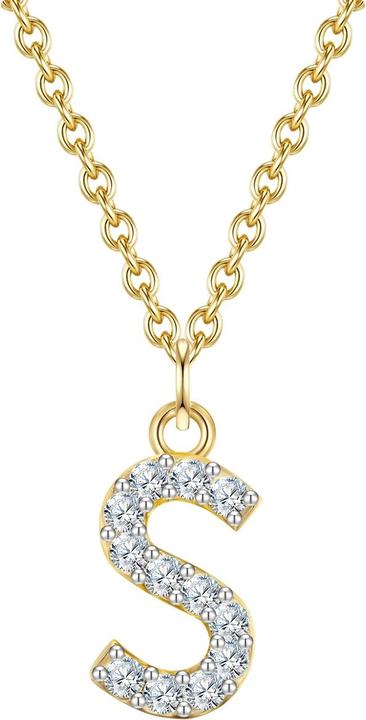 Produktbild Glanzstücke München Damen Buchstabe S Sterling Silber Zirkonia Gelbgold 45,0 cm Basiskette + 5,0 cm Verlängerung - 32124 (Sterling Silber, 40 - 45 cm)