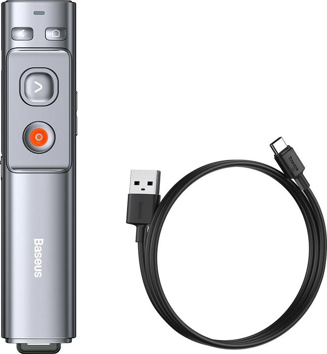 Baseus Orange Dot Wireless Presenter (Red Laser)(Charging) Grey