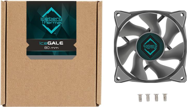 Produktbild Iceberg Thermal IceGALE Computergehäuse Ventilator 8 cm Grau 1 Stück(e) (80 mm, 1 x)