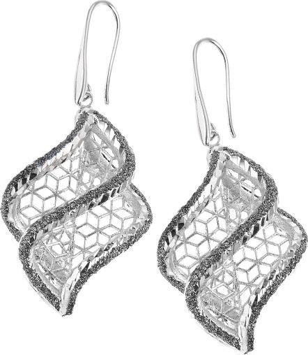 Ottaviani Rhodium-plated earrings with black diamond glitter