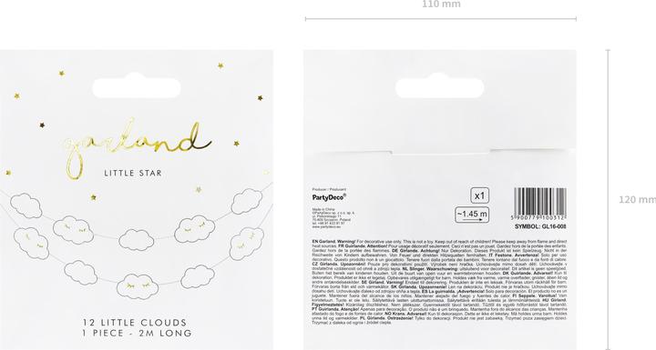 Actual product image Partydeco Garland clouds 145 x 5.5 cm, White