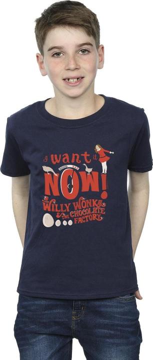 Actual product image Willy Wonka & the Chocolate Factory Boys Verruca Salt I Want It Now T-Shirt (116)