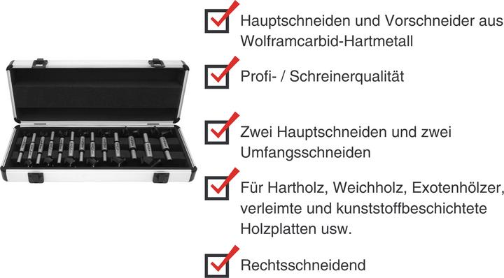 Actual product image Paulimot Kunstbohrer-Set, hartmetallbestückt 13-teilig (15, 16, 18, 20, 22, 25, 26, 28, 30, 40, 45, 50, 35 mm)