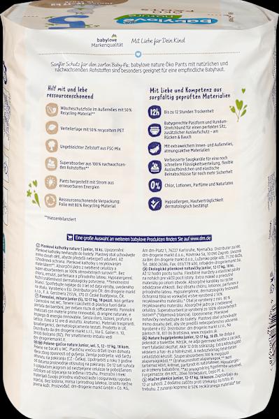 Nutritional values and ingredients dm babylove nature Pants (Size 5, Pack, 18 Piece)