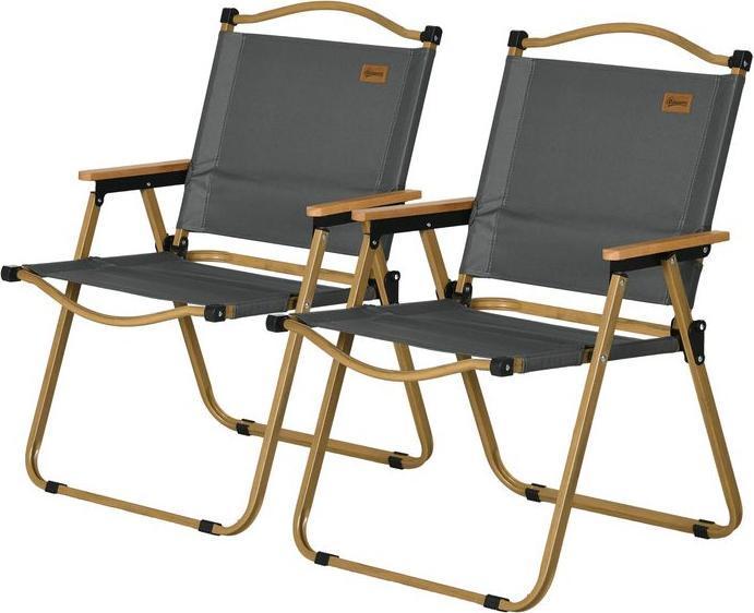 Swisshandel24 Campingstuhl 2er Set faltbarer Gartenstuhl mit Stahlrahmen, Klappsessel für Pool, dunkelgrau