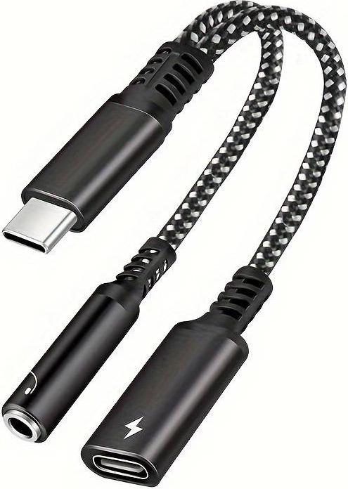 Image du produit PhoneLook Adaptateur audio 2 en 1 USB-C vers jack 3.5mm + USB-C 30W Fast Charge (Jack 3.5mm, USB Type C)
