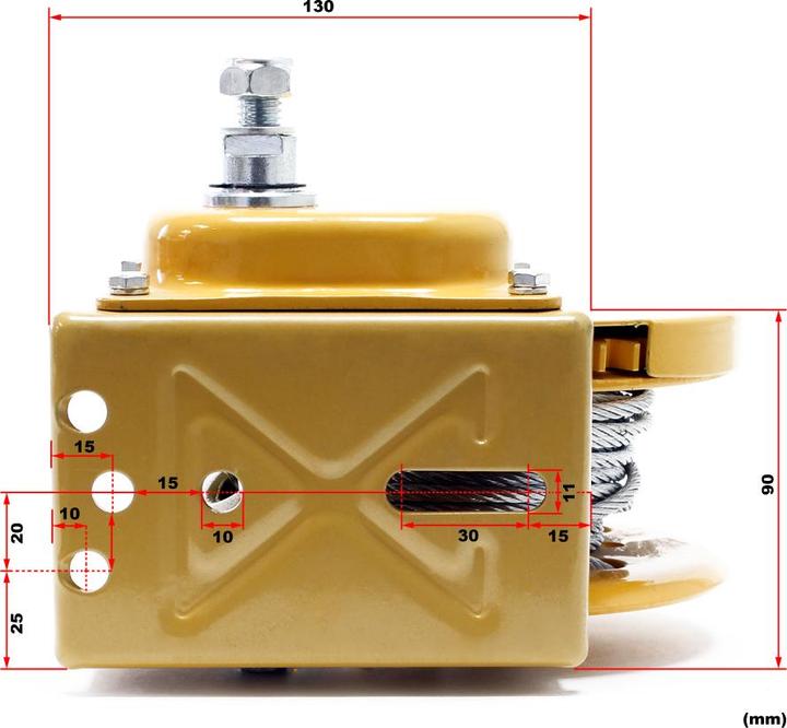 Actual product image Wiltec Manual Hand Wire Winch with 540kg Tensile Force 10m Rope Length 4:2:1 Gear Brake Car Boat Trailer