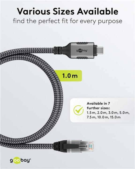 Produktbild Goobay Ethernet-Kabel USB-C auf RJ45, 1 m (RJ45, USB-C, RJ45 (1x))