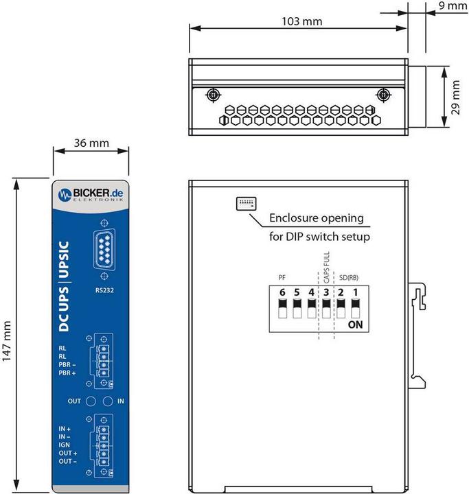 Produktbild Bicker Elektronik Industrielle USV Anlage (DIN Rail) DC mit wartungsfreien SuperCaps (60 VA, 60 W)