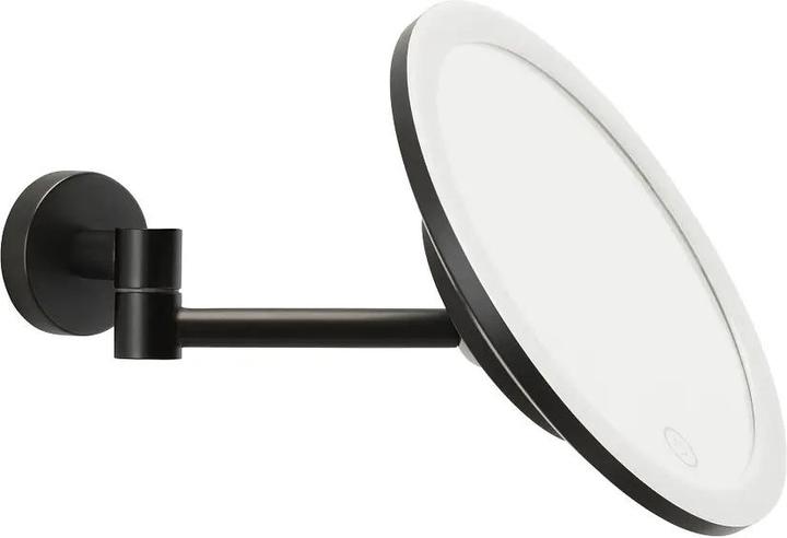 Productafbeelding tesa VISIOON LED cosmeticaspiegel met verlichting, 5x vergroting, zwart - Wandmontage zonder boren, zwart (8 x 22 x 18 cm)