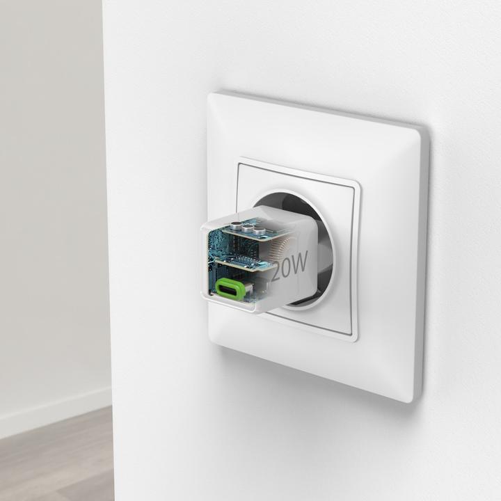 Actual product image Hama Fast charger, USB-C, PD/Qualcomm®, super mini charger, 20 W, white (20 W)