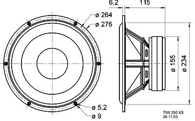 Actual product image Visaton TIW 250 XS woofer, 8 Ohm