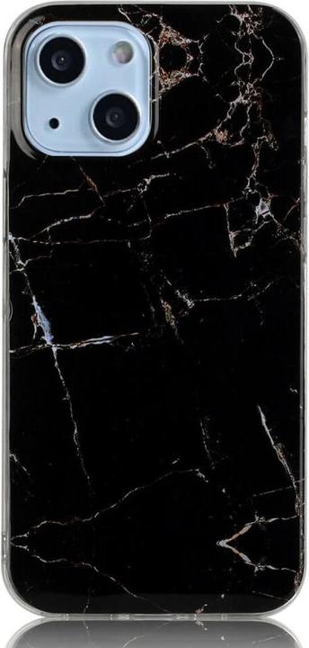 Actual product image Cover-Discount iPhone 14 - Silicone Rubber Case Black Marble (Apple iPhone 14)