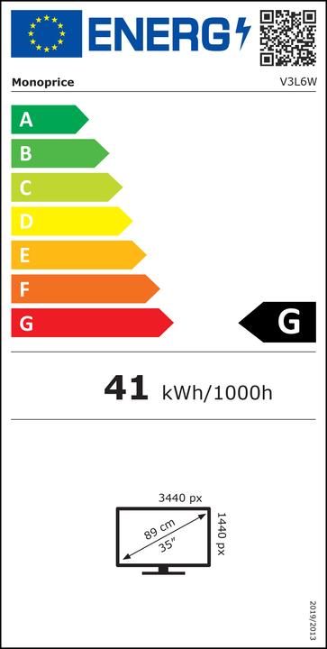 Energie-Label Monoprice Zero-G, 88,90 cm (35 Zoll) Curved, 100Hz, FreeSync, VA - DP, HDMI (3440 x 1440 Pixel, 35")