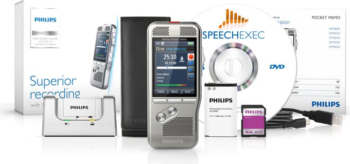 Immagine prodotto Philips DPM8000 Pocket Memo (incl. software, interruttore a slitta internazionale). (4 GB)