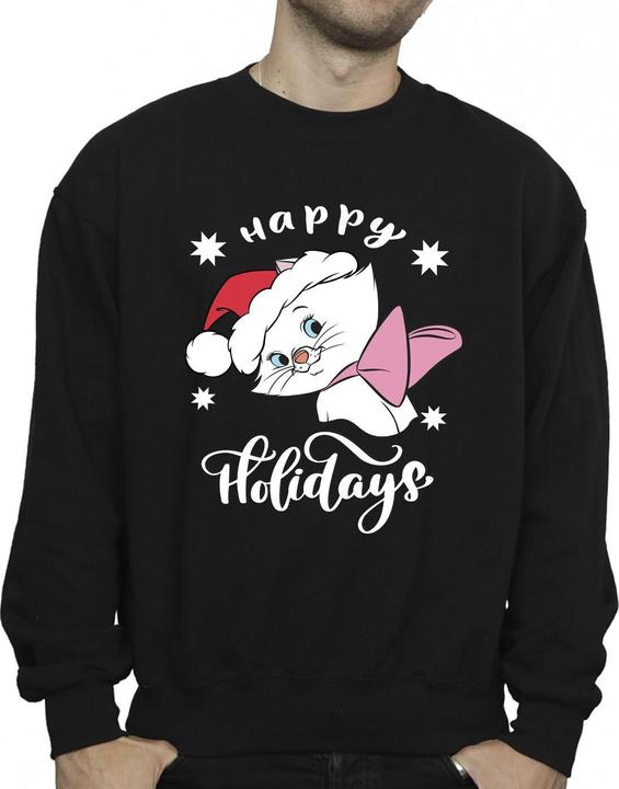 Actual product image Disney Mens The Aristocats Happy Holidays Cotton Sweatshirt (5XL)