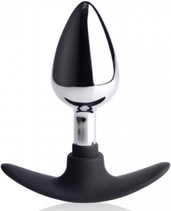 Actual product image Master Series Dark Invader Anal Plug Metal with Silicone Medium