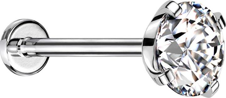 Image du produit Star Piercing Labret Micro Threadless argenté avec cristal serti d'argent (Acier chirurgical 316L, sans laiton)