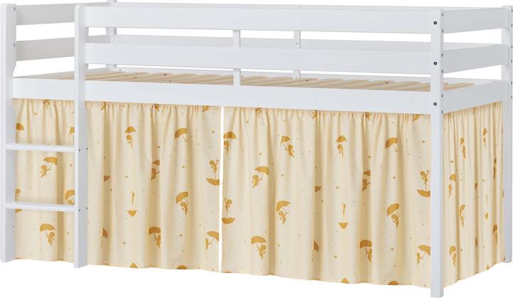 Immagine prodotto Hoppekids Letto a mezza altezza ECO Comfort 90x200 con tenda Ole Lukoie gialla, bianco (90 x 200 cm)