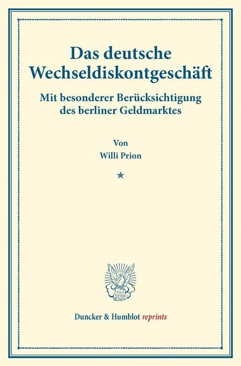 Actual product image Das deutsche Wechseldiskontgeschäft. (German, Willi Prion, 2017)