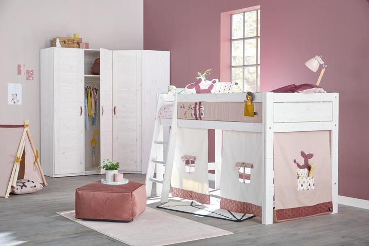 Immagine prodotto Lifetime Kidsrooms Letto a mezza altezza con scala inclinata e tenda da gioco, piano a scomparsa