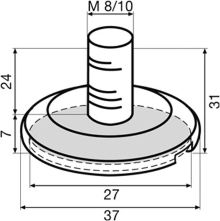 Image du produit Werkstarck Pied régl. à plat. fixe chromé, M10x25 (1 pièce(s))