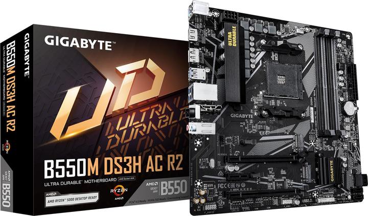 Actual product image Gigabyte Motherboard for Intel processors B550M DS3H AC R2 (AM4, AMD B550, mATX)